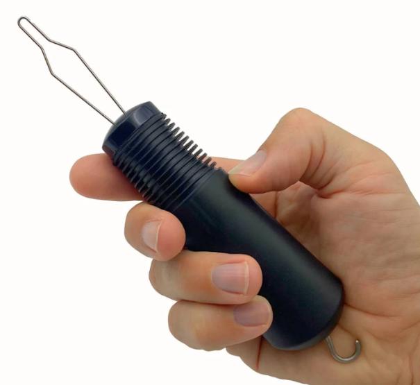 Grey Dressing Aid Tool – Button & Zipper Assistant for Elderly and People with Limited Mobility