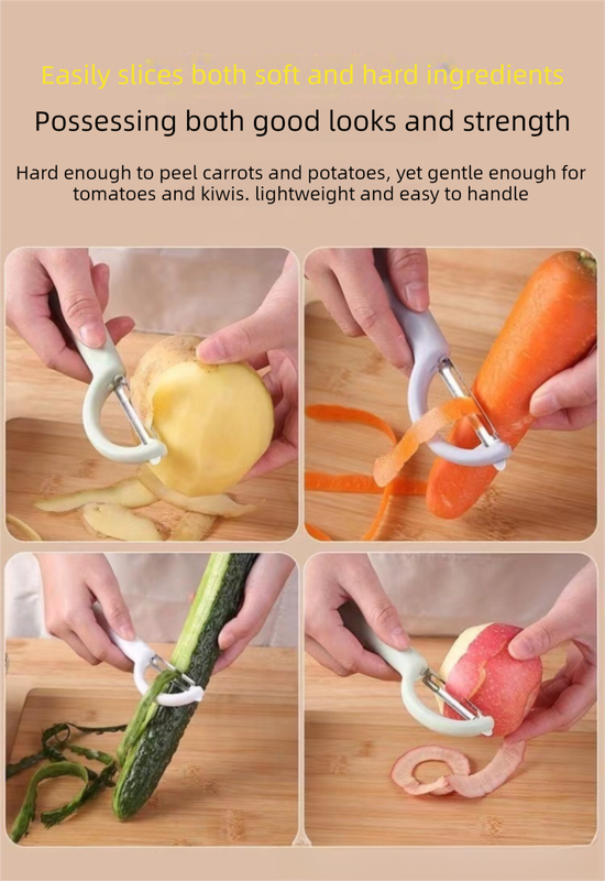 2 Pcs White Multi-Functional Vegetable & Fruit Peeler – Stainless Steel Blade with Ergonomic PP Handle (60g)