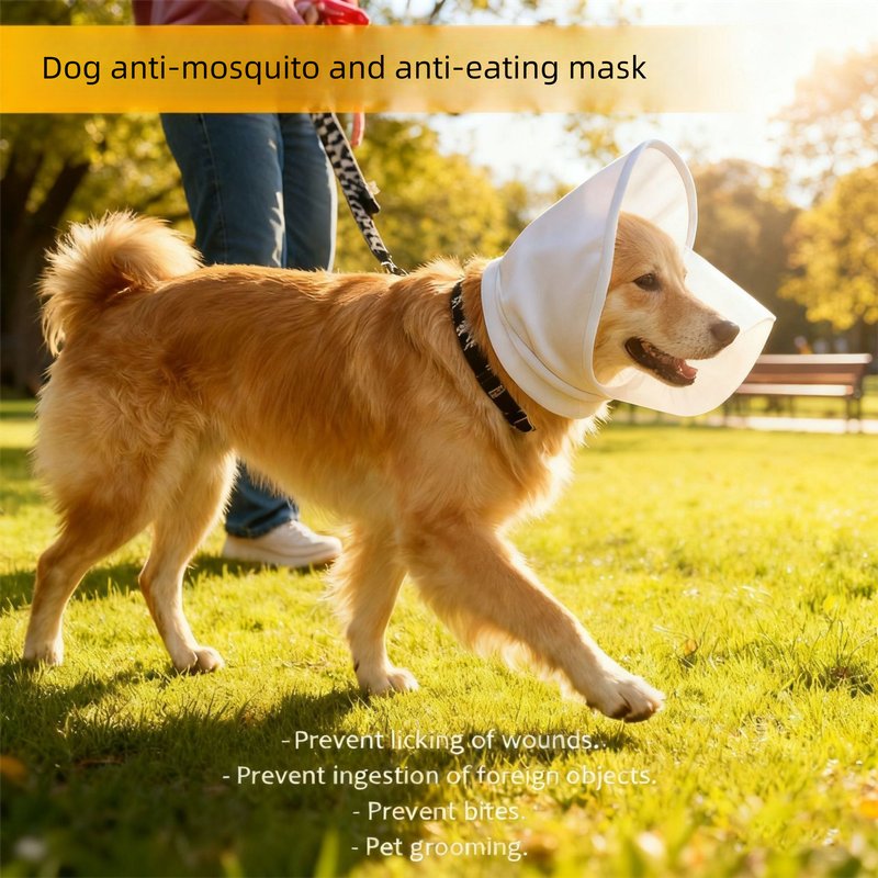 Size S Black Mesh Net Hood for Dogs – Protective Face Cover Against Insects, Debris, and Oral Ingestion