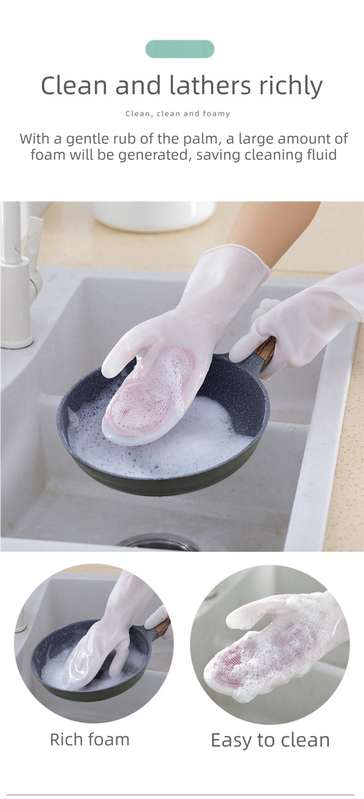3 Pairs of Pink Brush Gloves Integrated Brush Glove – Multifunctional Cleaning Glove for Kitchen, Dishwashing & Household Tasks