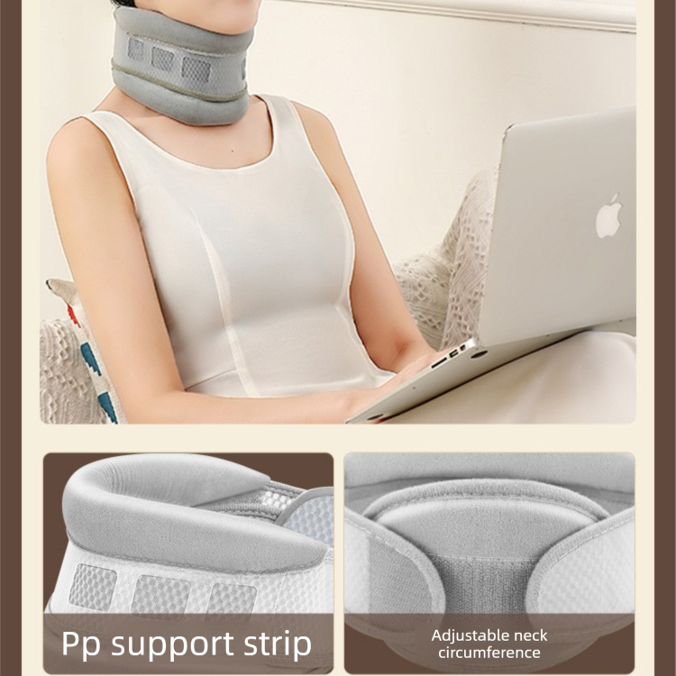 Black Reinforced Neck Support Brace – Adjustable Cervical Collar with PP Support Strips for Posture Correction and Daily Use