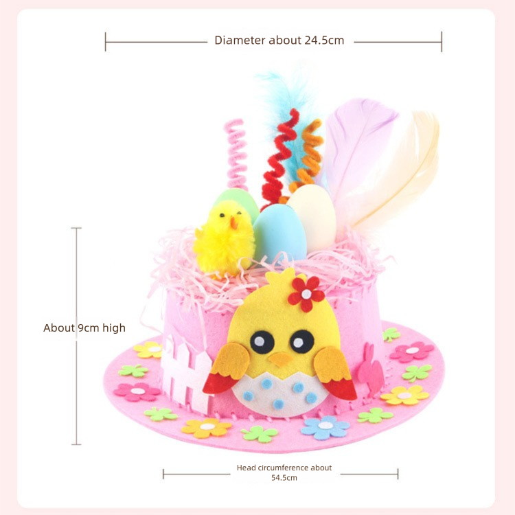 Yellow DIY Easter Hat Craft Kit – Kids’ Handmade Decoration Set with Accessories for Easter Parties, School Activities and Home Crafts