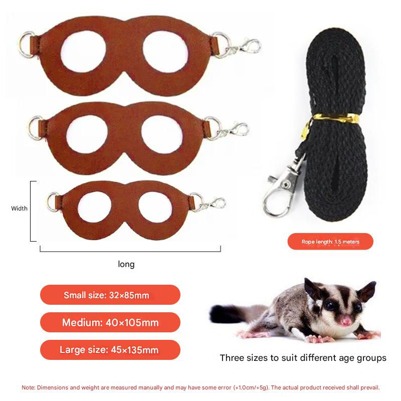2-Pack yellow Small Mammal Harness Set – 6 Pcs (S/M/L ×2) + 2×1.5m Leashes for Secure Outdoor Handling