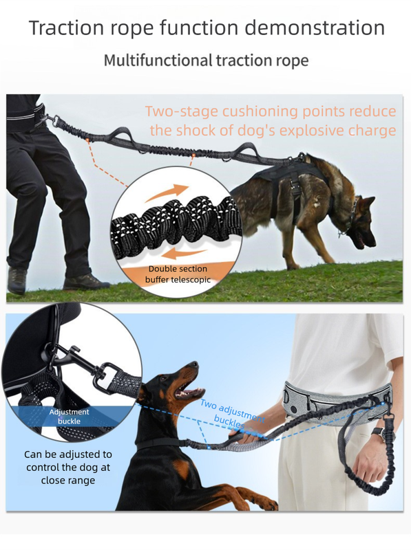 Pink Shock-Absorbing Running & Dog Walking Belt – Integrated Waist Pack with Retractable Traction Rope and Ergonomic Support