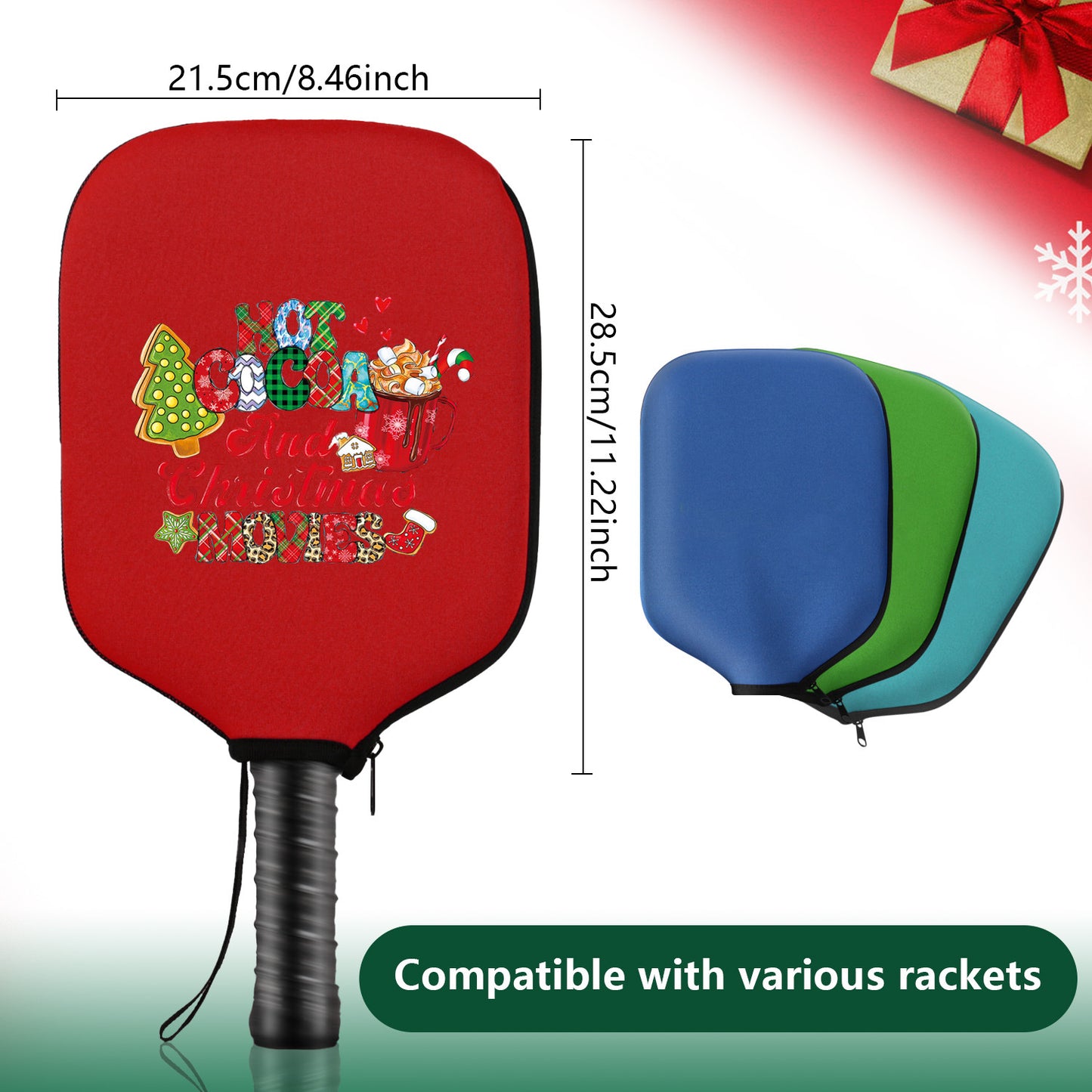 Black Neoprene Pickleball Paddle Cover Protective Case with Fun Graphic Design Durable Beach Tennis Racket Sleeve Bag for Table Tennis Paddles Shockproof Sports Equipment Storage(Style:2)
