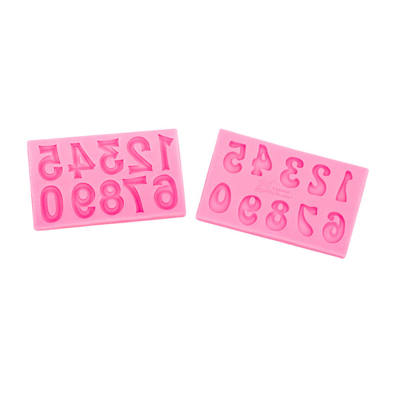 4-Pack Pink Alphabet & Numbers Silicone Fondant Molds - Heat Resistant Cake Decoration & Resin Crafting Tools