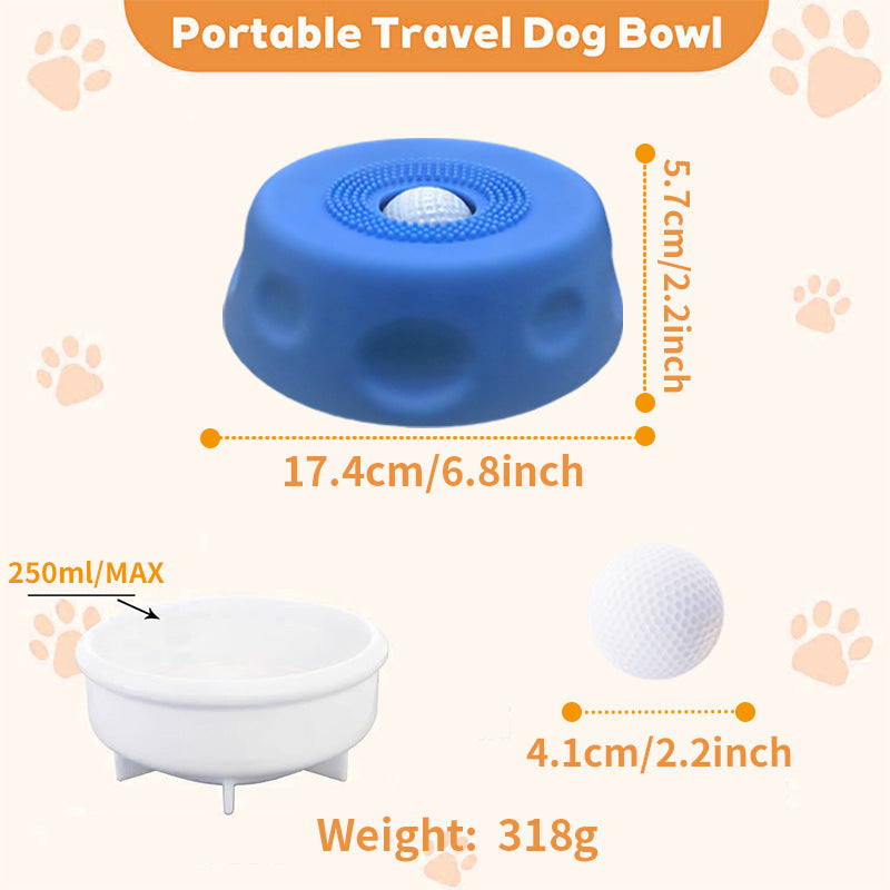 Blue Silicone Dog Liquid Lick Bowl with Floating Fun Ball - Interactive Slow Feeder & Anti-Slip Calming Pet Bowl for Dogs and Cats