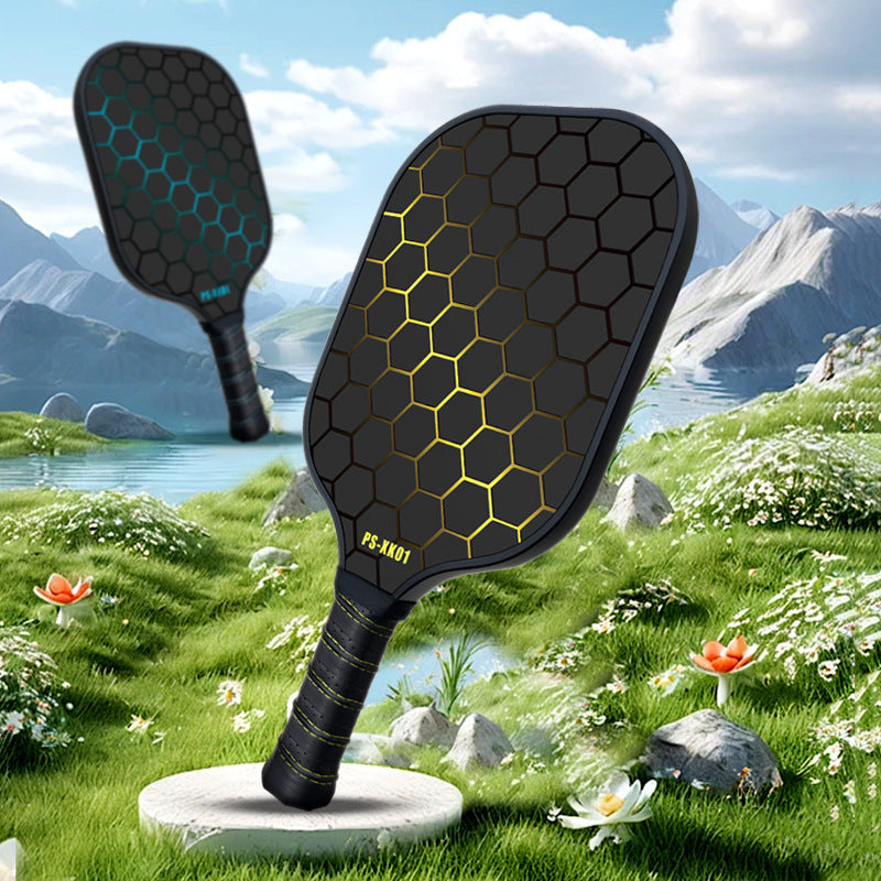 Black and Blue Lightweight Fiberglass Pickleball Paddle Set - 2 High-Rebound Rackets with PU Comfort Grip, 4 Balls and Carry Bag for Outdoor Play
