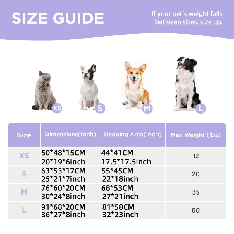 91x68x20 CM Cute Square Plush Pet Bed with Removable Cover & 5 Bolsters Support - Green Daisies Machine Washable Calming Dog & Cat Sofa
