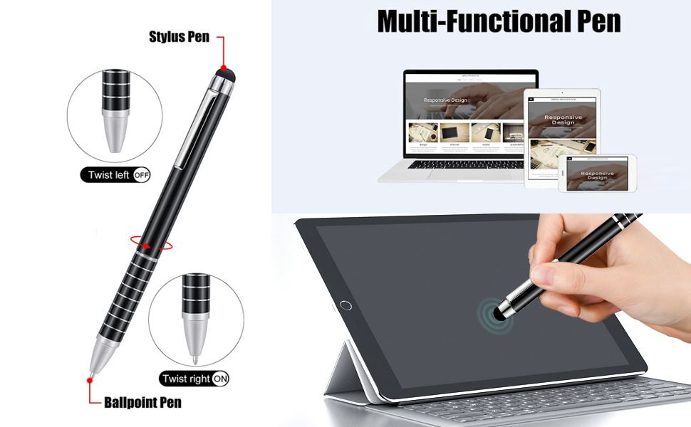 7-Piece Black Business A7 Pocket Notebook Set - Premium PU Leather Memo Pad, 5 Memo Replacement Refills & 2-in-1 Metal Stylus Pen