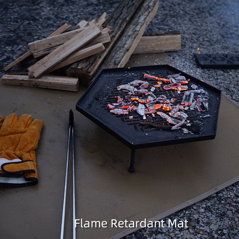 104 x 80 CM XXL Size Fireproof Outdoor Mat with Storage Bag - Silicone Coated Heat Resistant, Fire Pit Protector & BBQ Table Heat Shield