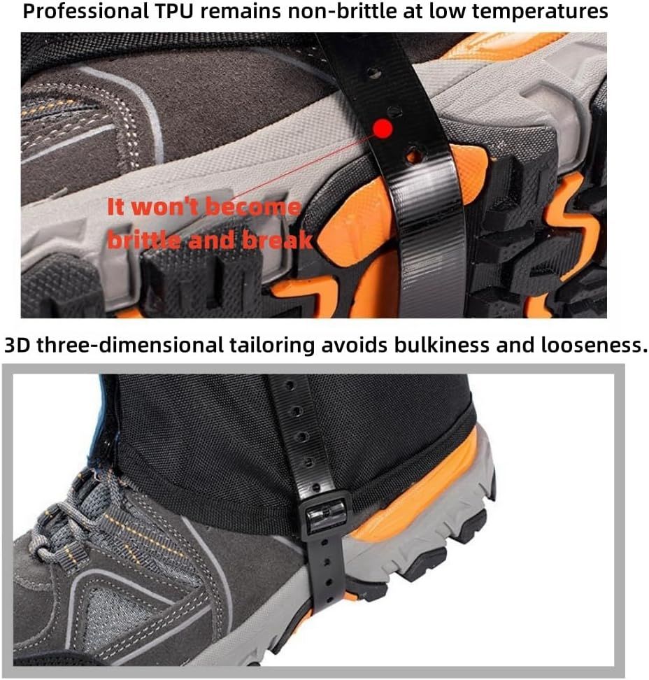 Blue Breathable Nylon Waterproof Hiking Leg Gaiters and Snow Boot Gaiters (Fleece Lining) - Unisex Adjustable Sand & Mud Protection for Mountaineering & Desert Trekking, M Size