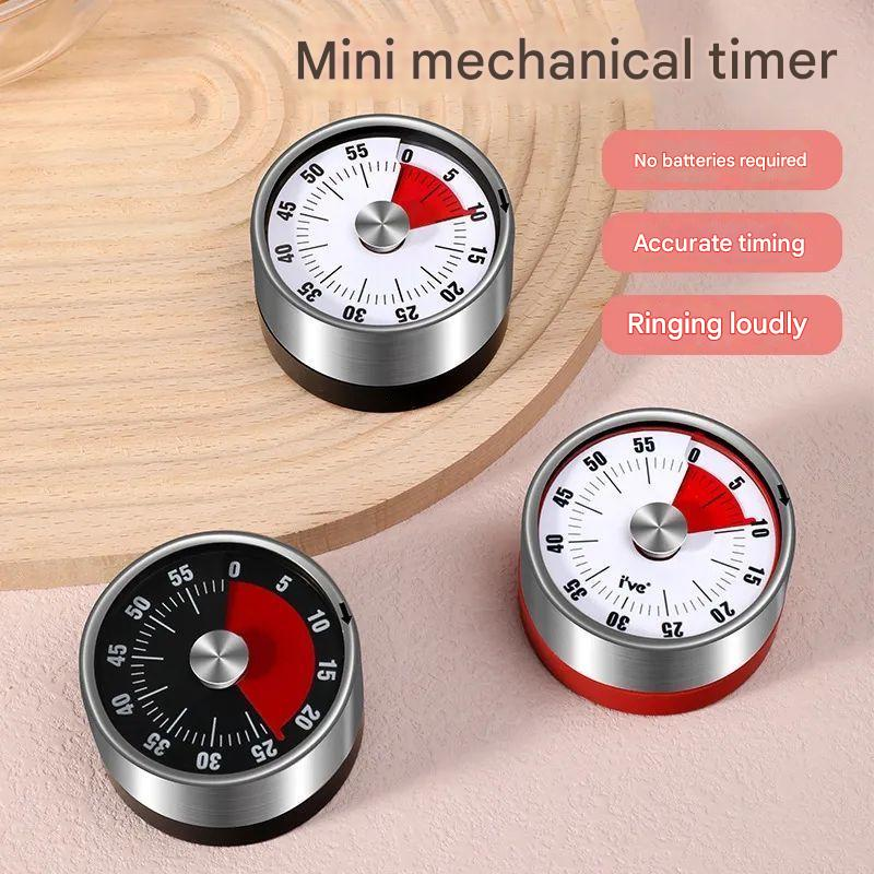 Red Stainless Steel Magnetic Kitchen Timer - 60 Minute Mechanical Countdown Timer with Loud Alarm, No Battery Required - Perfect for Cooking, Baking, Study & Time Management