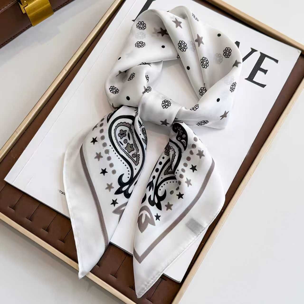 Bohemian Blue Women's 70cm Square Scarf - Bohemian Paisley & Vintage Print Collection - Lightweight Satin Feel, Versatile Neck Tie, Head Wrap, Bag Accent, Everyday Elegance, Gift Ready