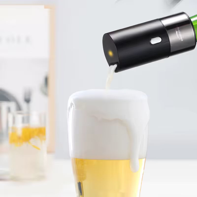 Portable Ultrasonic Bottled Beer Foamer – Premium Smart Beer Dispenser Tap for Rich Creamy Foam, Battery-Powered & Compatible with 90% of Bottled Beers