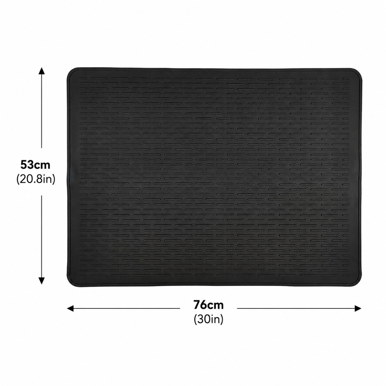 Black Extra Large Silicone Countertop Protector & Dish Drying Mat - Dishwasher Safe (76x53cm)