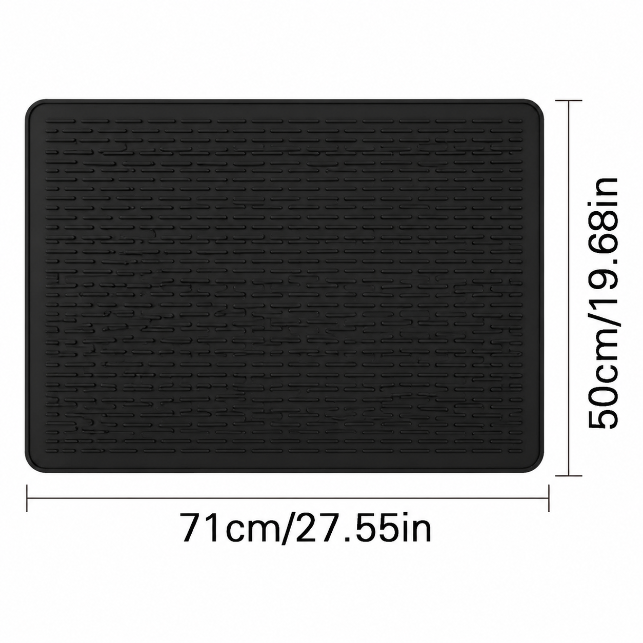 Black Extra Large Silicone Countertop Protector & Dish Drying Mat - Dishwasher Safe (71x50cm)
