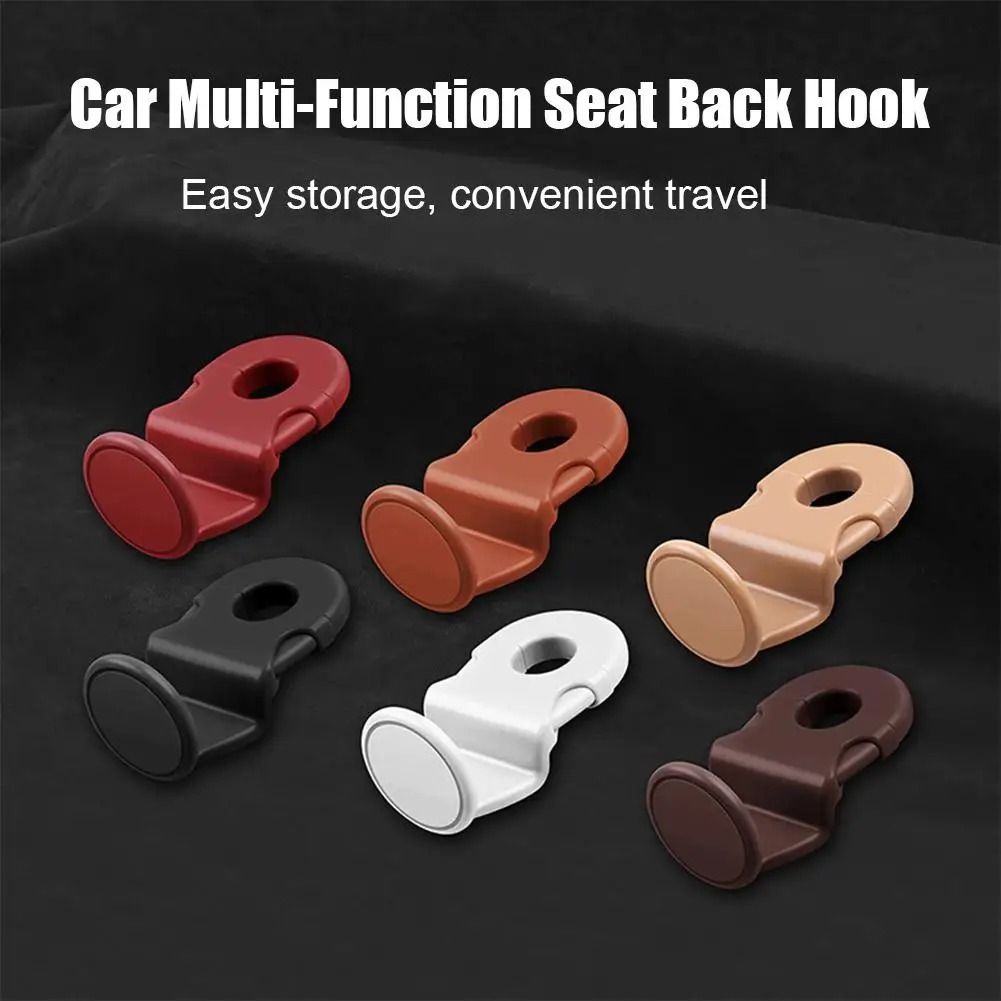 Brown Car Headrest Hooks, 4 Pack ABS Seat Back Hangers for Bags, Umbrellas, and Groceries