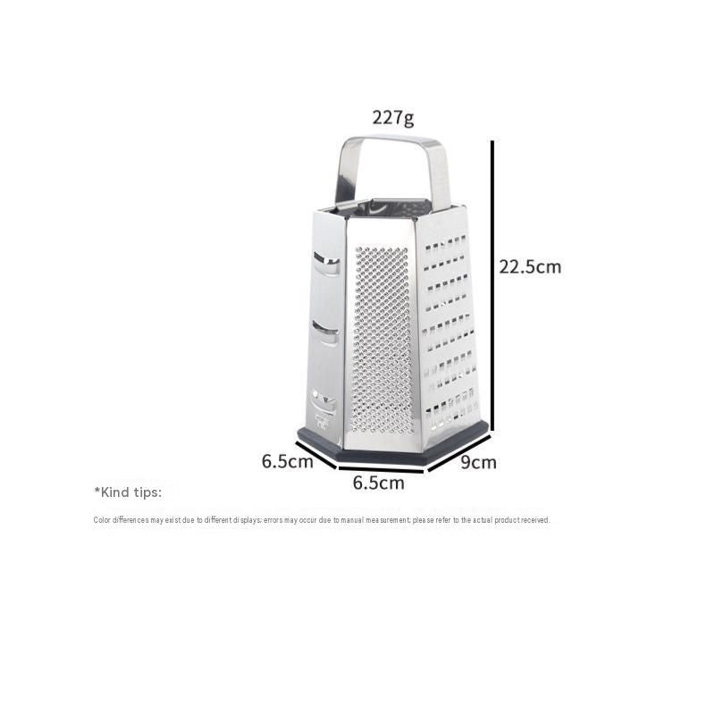 Multifunctional Six-Sided Box Vertical grater- Stainless steel flat handle - Stainless Steel Kitchen Tool with Non-Slip Base for Vegetables, Cheese, and Potatoes