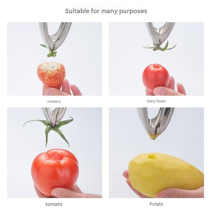 2 pcs Stainless Steel Pineapple Eye Remover - Multi Purpose Fruit and Vegetable Corer - Sharp V Shape Blade, Strawberry Huller, Tomato Stem Remover, Durable Kitchen Gadget