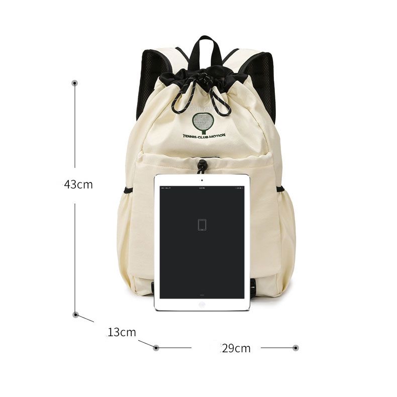 Green Sports Drawstring Backpack - Large Capacity Badminton, Yoga Mat and Gym Bag with Racket Holder for Fitness, Outdoor Training, Travel and Daily Use