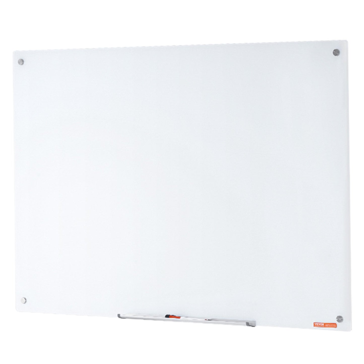 Magnetic Glass Whiteboard, Dry Erase Board 48"x32", Wall-Mounted Large White Glassboard Frameless, with Marker Tray, an Eraser and 2 Markers, White