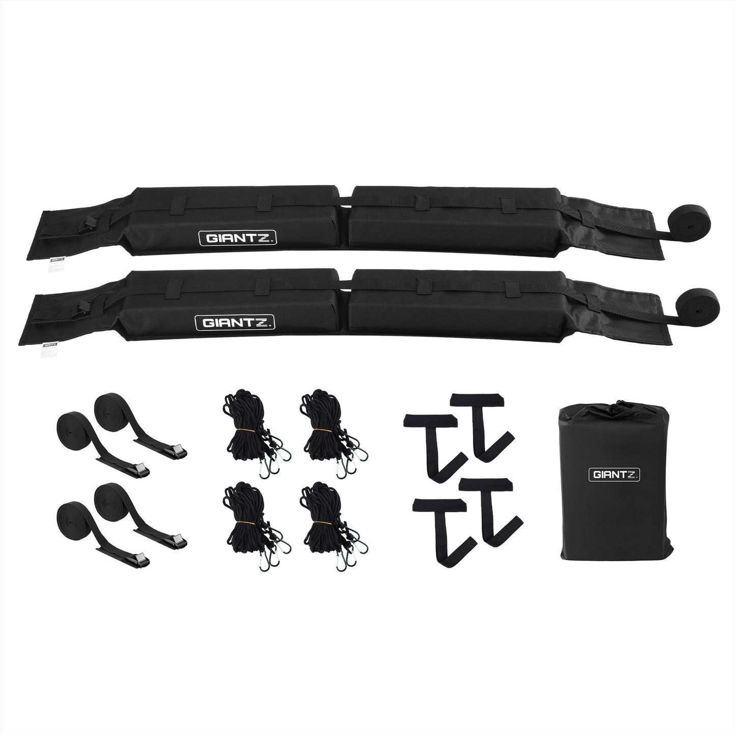 GIANTZ Kayak Roof Rack for Car, Universal Soft Roof Rack Pads for Surfboard SUP Canoe, Roof Bars for SUV Sedan without Side Rails, Portable Cross Bars with 4.5m Tie Down Straps & Ropes, 80kg Capacity