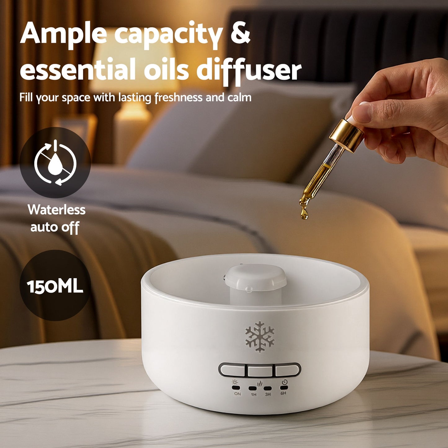 Devanti 150ml Salt Lamp Aroma Diffuser Ultrasonic Humidifier Purifier 7 LED Colors