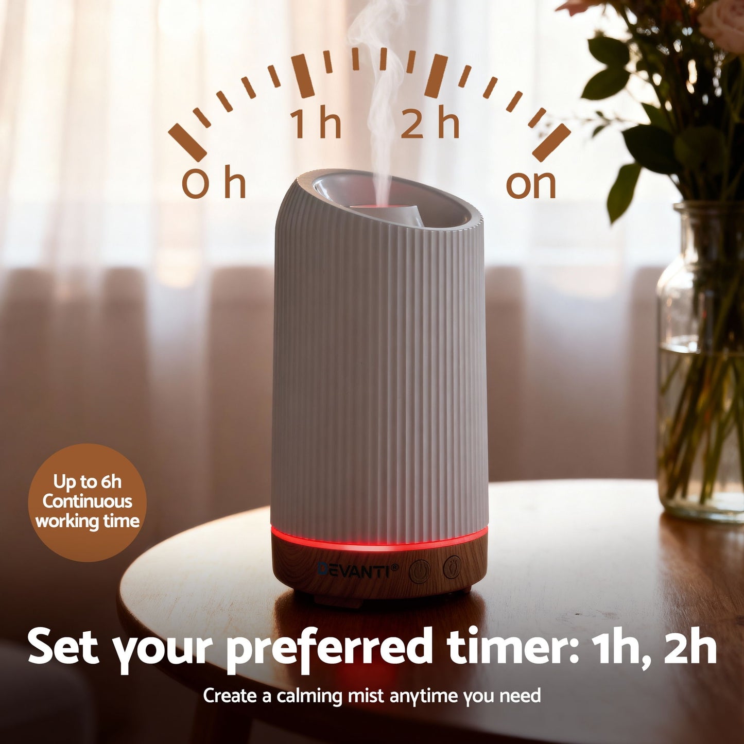Devanti Ultrasonic Aroma Diffuser Aromatherapy 200ml LED Lights Iron Humidifier Forest
