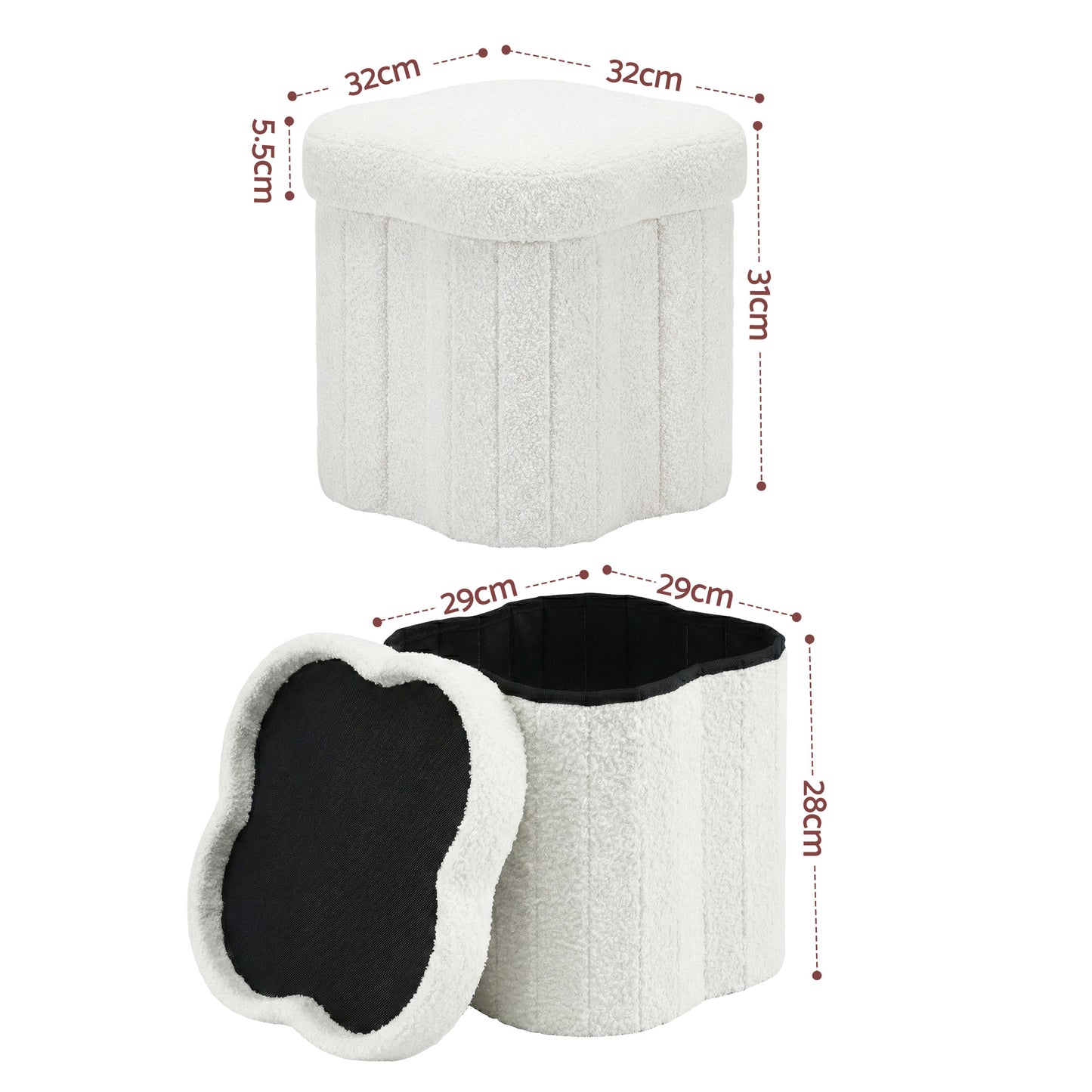Artiss Storage Ottoman Foot Stool Foldable White