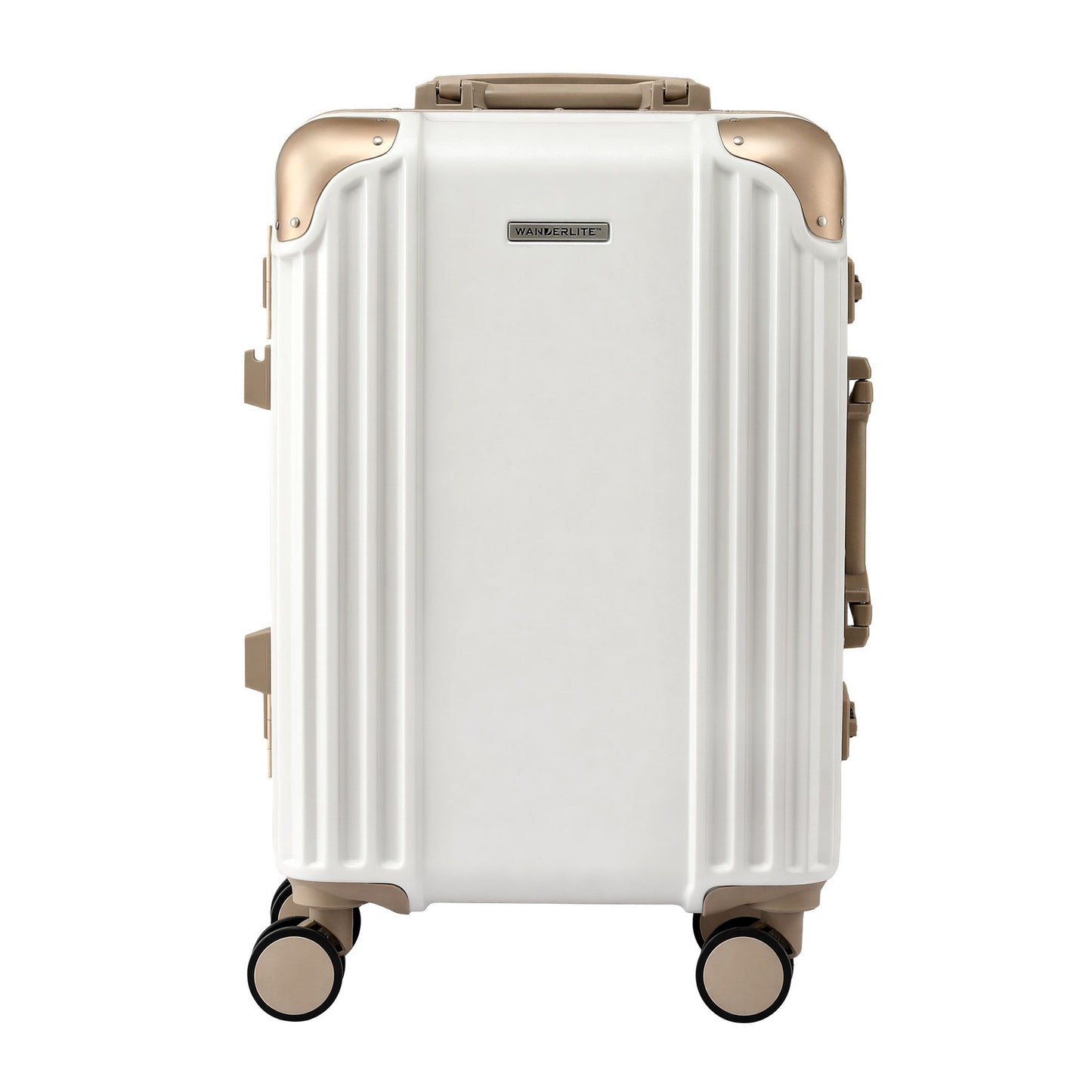 Wanderlite 20" Aluminium Frame Carry On Luggage Suitcase TSA Lock Spinner Wheels White Gold