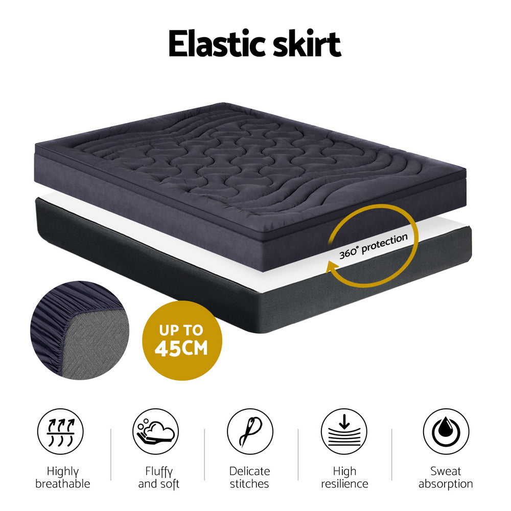 Giselle Bedding 3-Zone Pillowtop Mattress Topper 1000GSM for Back Pain Relief Washable with 45cm Deep Pocket Single