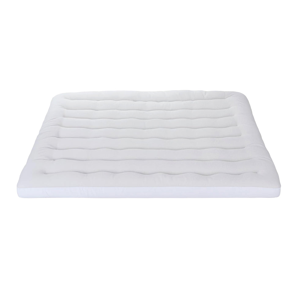 Giselle Bedding Pillowtop Mattress Topper 5cm Reversible Cooling & Soft Coral Fleece Pad for Back Pain Relief, Washable Skin-friendly Bed Protector with 45cm Deep Pocket Queen