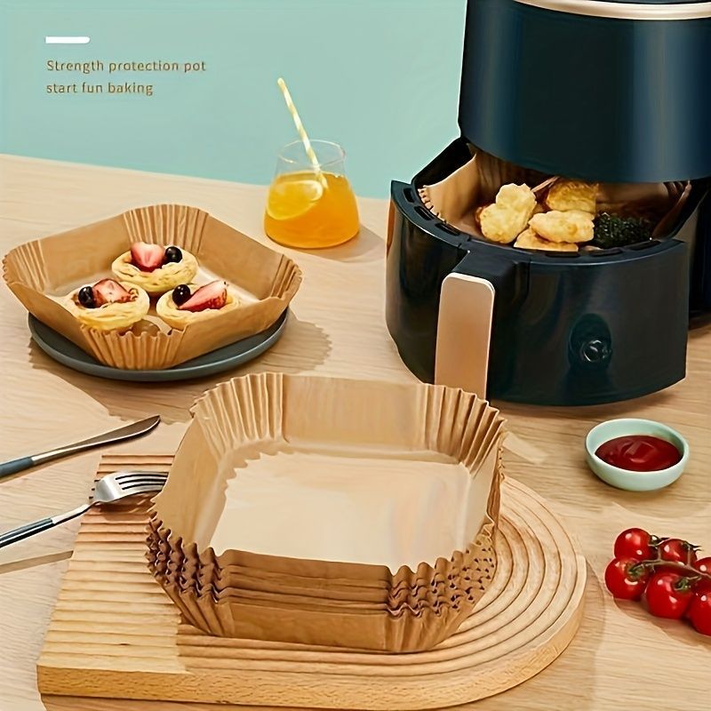 Air Fryer Liners Parchment Paper Air Fryer Disposable Air Fryer Paper Non-Stick - Brown - Size 01