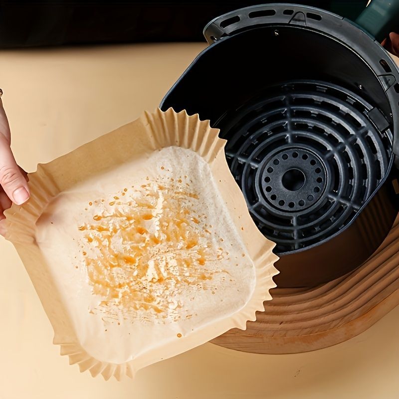 Air Fryer Liners Parchment Paper Air Fryer Disposable Air Fryer Paper Non-Stick - Brown - Size 01