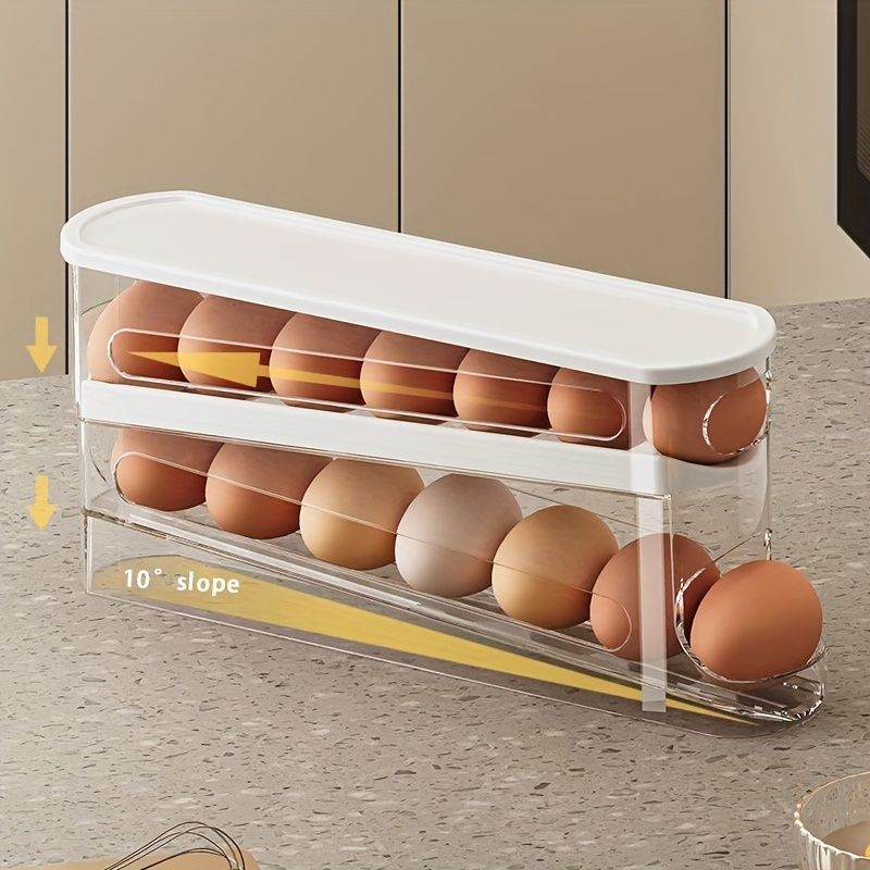 Refrigerator Egg Organizer Stackable Egg Storage Kitchen Egg Holder Egg - White - Size 01