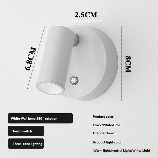Rotating Wall Lamp Touch Switch Wall Lamp Three-Tone Lighting Wall Lamp Modern - White - Size 01