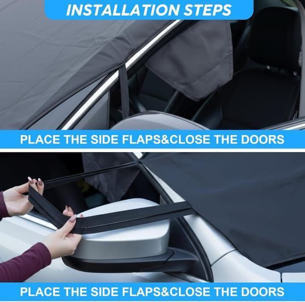 Windshield Cover 800D Oxford Fabric SUV Truck Cover Frost Resistant Waterproof - Black - Size 001