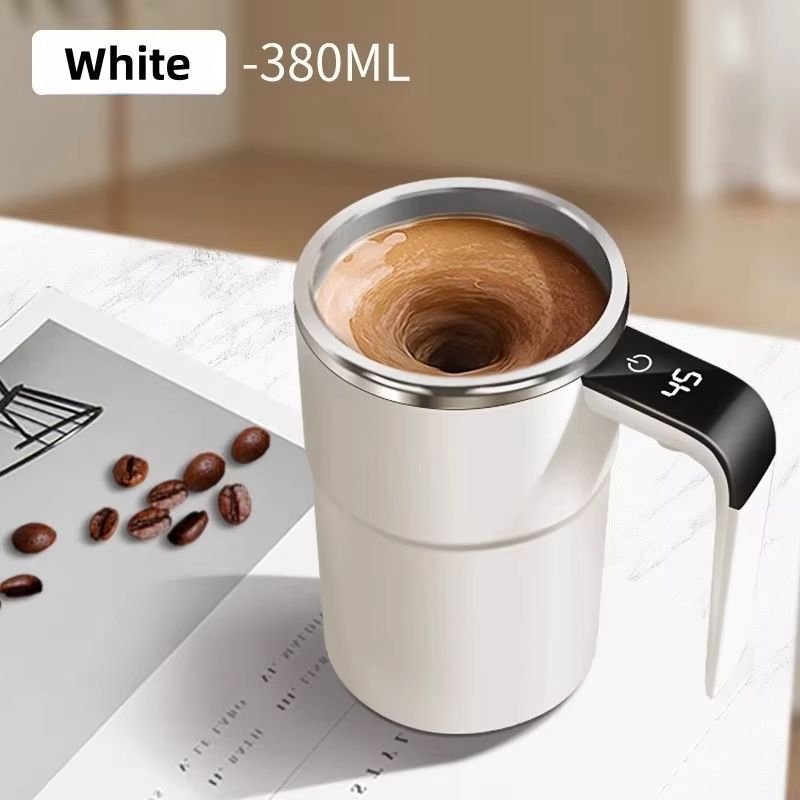Self-Stirring Coffee Mug Automatic Stir Mug LED Temperature Mug Rechargeable - Black - Size 380ML