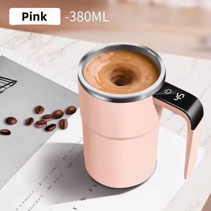 Self-Stirring Coffee Mug Automatic Stir Mug LED Temperature Mug Rechargeable - Black - Size 380ML