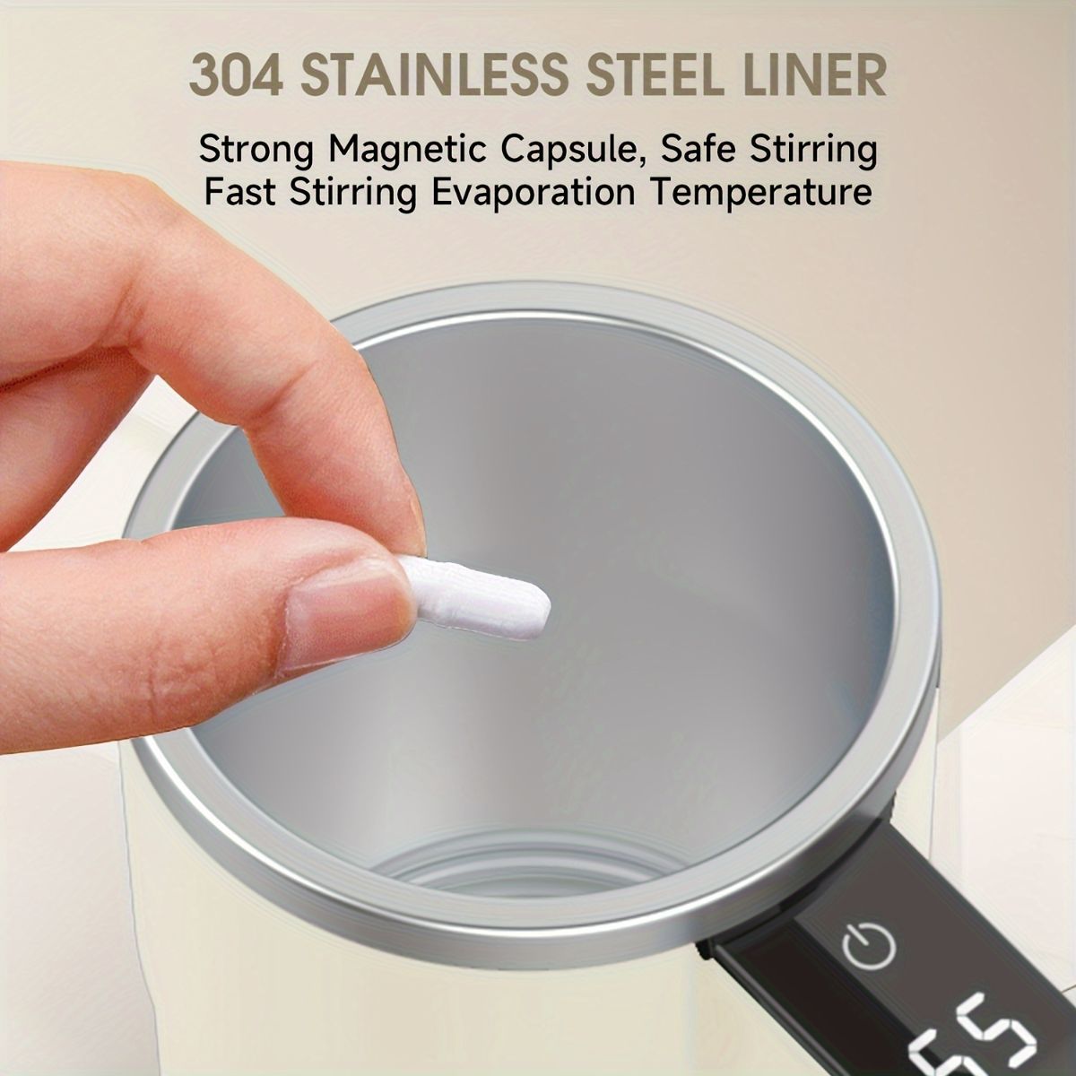 Self-Stirring Coffee Mug Automatic Stir Mug LED Temperature Mug Rechargeable - Black - Size 380ML
