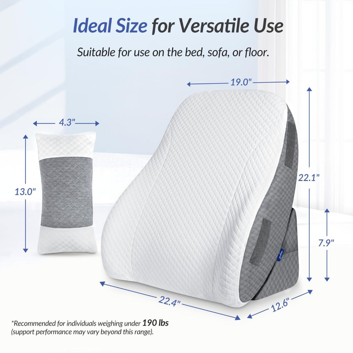 Adjustable Wedge Pillow Headboard Set for Sleeping & After Surgery, Ergonomic Reading Pillow for Sitting in Bed, Bed Wedge with Premium Memory Foam for Back Pain Relief & Support, Leg Elevation