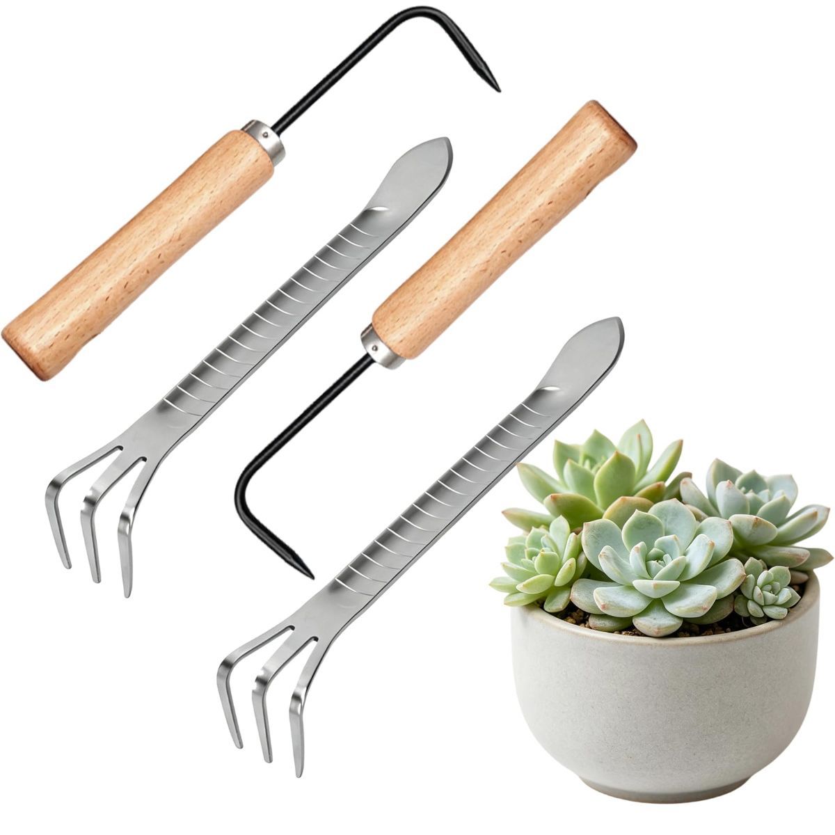 Bonsai Tools, Bonsai Root Rake, Small Root Hook,Rake Pic for Soil Loosening | Bonsai Repotting Tools, Stainless Steel,Japanese Bonsai Tools Single Hook,Heavy Duty 3-Prong,Succulent,Indoor Outdoor Planter