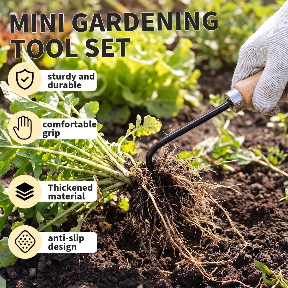 Bonsai Tools, Bonsai Root Rake, Small Root Hook,Rake Pic for Soil Loosening | Bonsai Repotting Tools, Stainless Steel,Japanese Bonsai Tools Single Hook,Heavy Duty 3-Prong,Succulent,Indoor Outdoor Planter