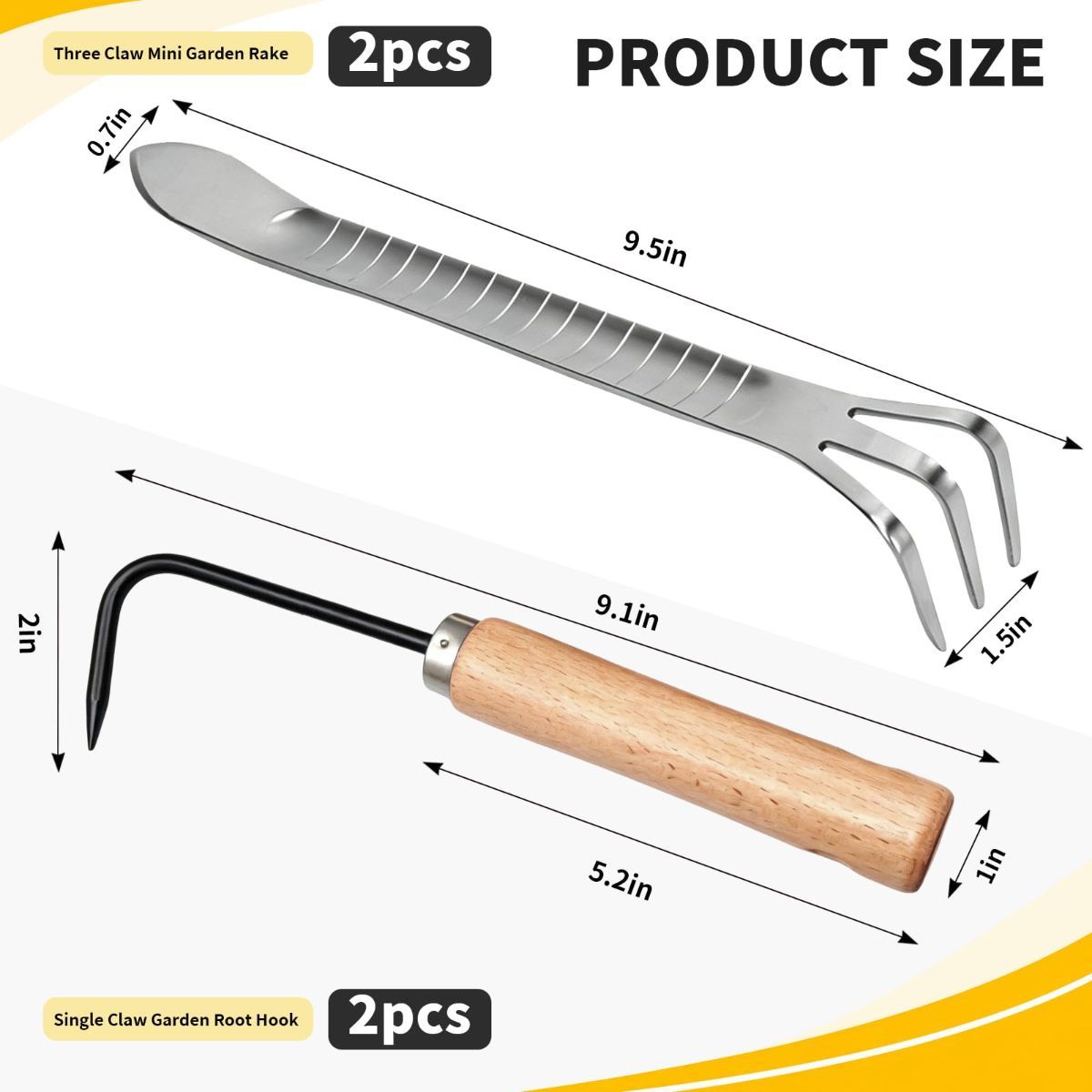 Bonsai Tools, Bonsai Root Rake, Small Root Hook,Rake Pic for Soil Loosening | Bonsai Repotting Tools, Stainless Steel,Japanese Bonsai Tools Single Hook,Heavy Duty 3-Prong,Succulent,Indoor Outdoor Planter