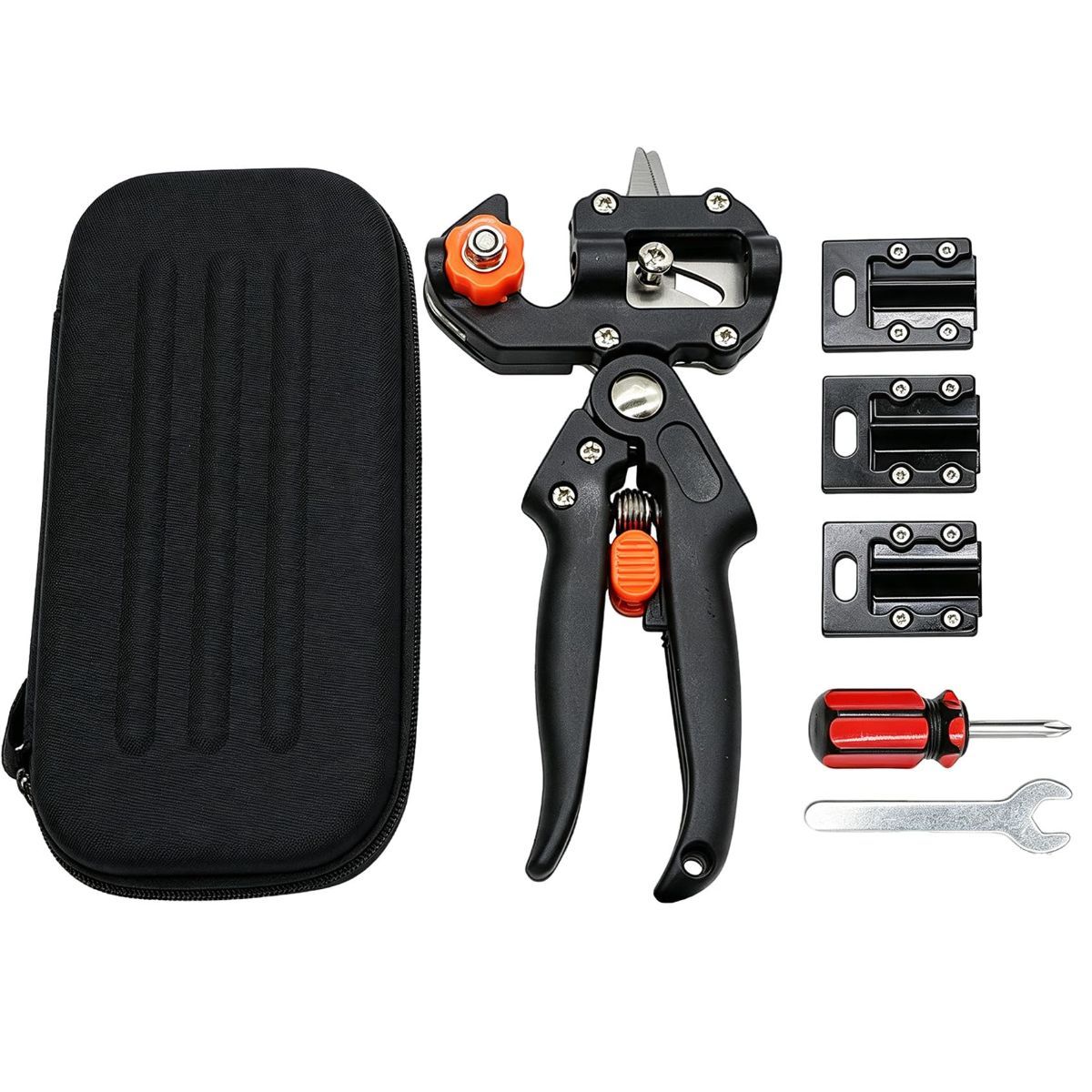 Garden Grafting Tool Kits, 2 in 1 Pruning Tools for Yard, 1PCS | Heavy-duty carbon steel & ABS, 3 replaceable Omega/U/V blades, screwdriver & wrench, for rose, vine, fruit tree trimming
