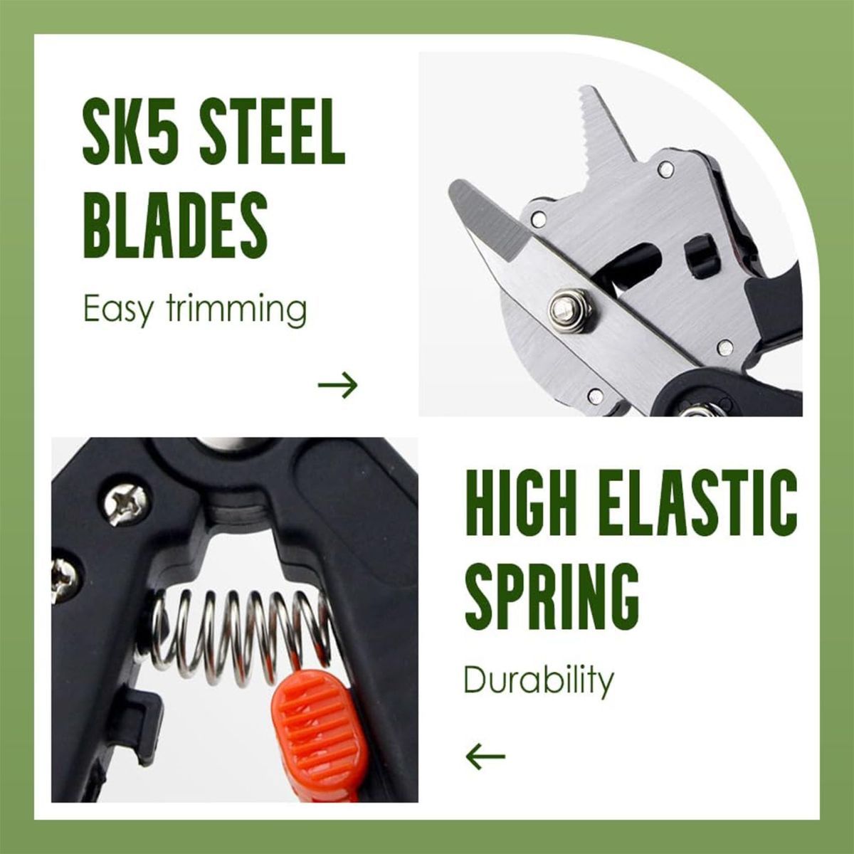 Garden Grafting Tool Kits, 2 in 1 Pruning Tools for Yard, 1PCS | Heavy-duty carbon steel & ABS, 3 replaceable Omega/U/V blades, screwdriver & wrench, for rose, vine, fruit tree trimming