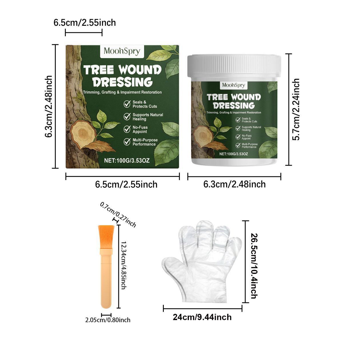 5Pack Tree Wound Sealer & Dressing, 100g Tree Pruning Sealer for Cut, Damaged Bark, Grafting – Effective Tree Repair Sealant for Shrub, Bonsai, Rose, Orchard | Horticulture Grade Seal Formula - Green - Size 5Pack