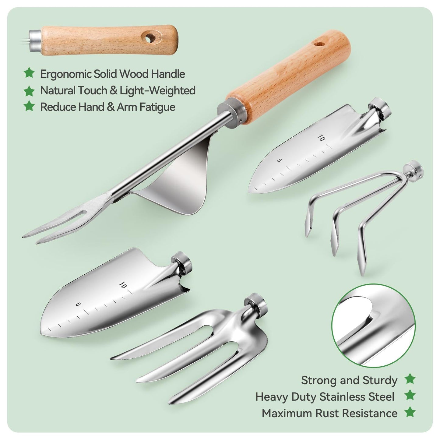 Complete Garden Tool Set with Tote Bag-Green