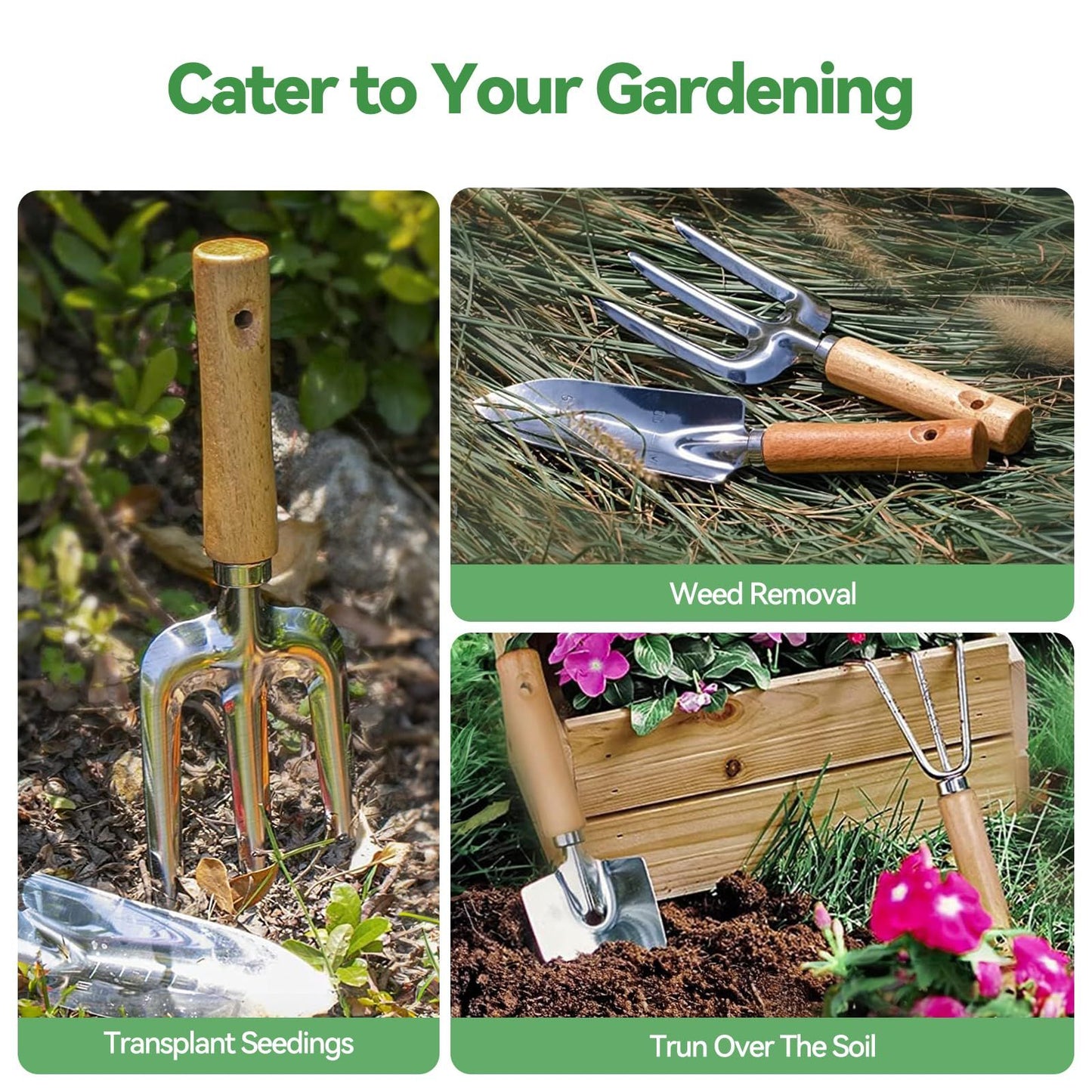 Complete Garden Tool Set with Tote Bag-Green
